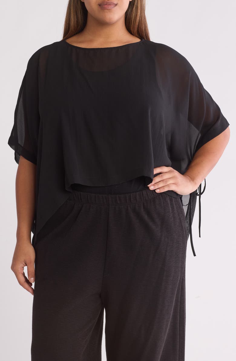 Eileen Fisher Silk Georgette Poncho, Main, color, 