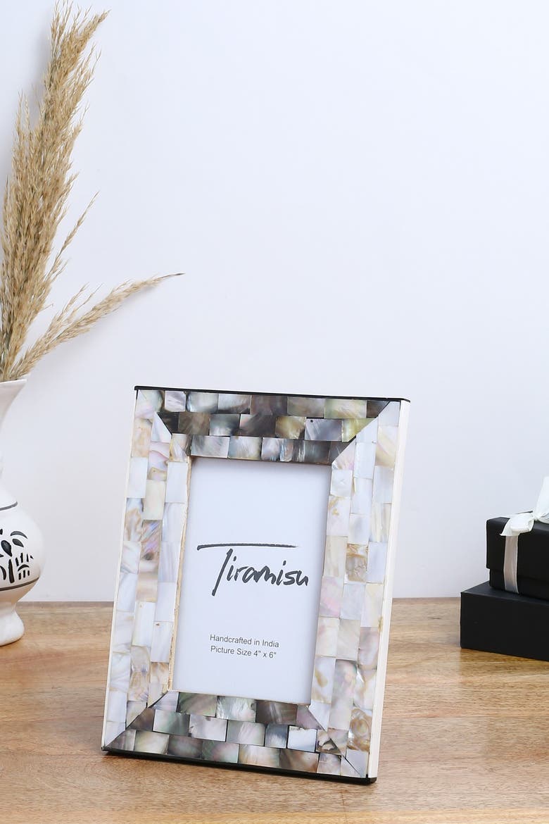 Mother-of-Pearl Picture Frame - Stretcher Pattern, Alternate, color, IVORY