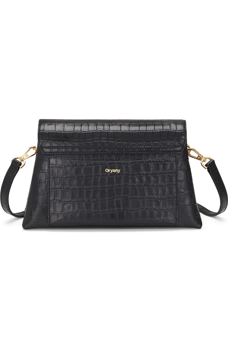 Oryany Lottie Croc Embossed Leather Crossbody Bag, Alternate, color, Black