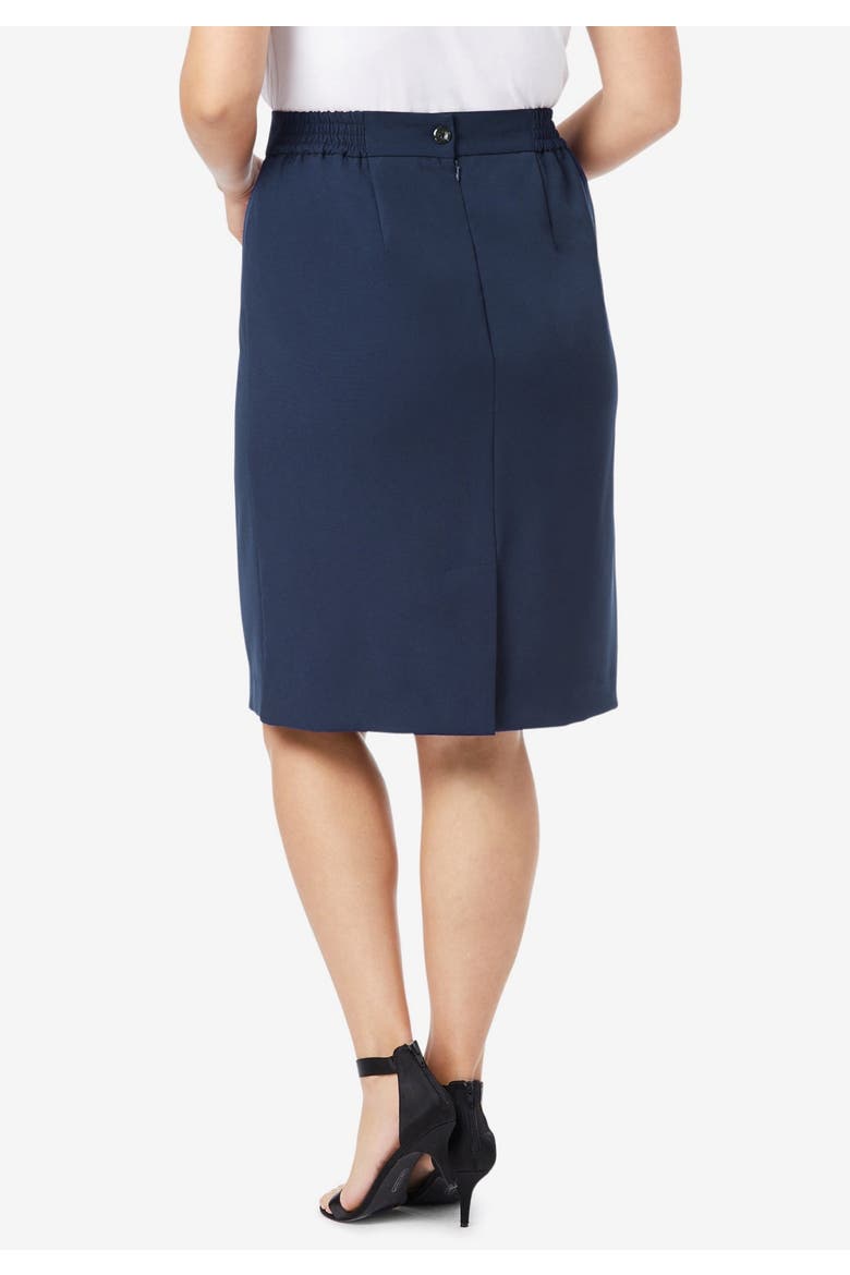 Tummy Control Bi-Stretch Pencil Skirt, Alternate, color, NAVY
