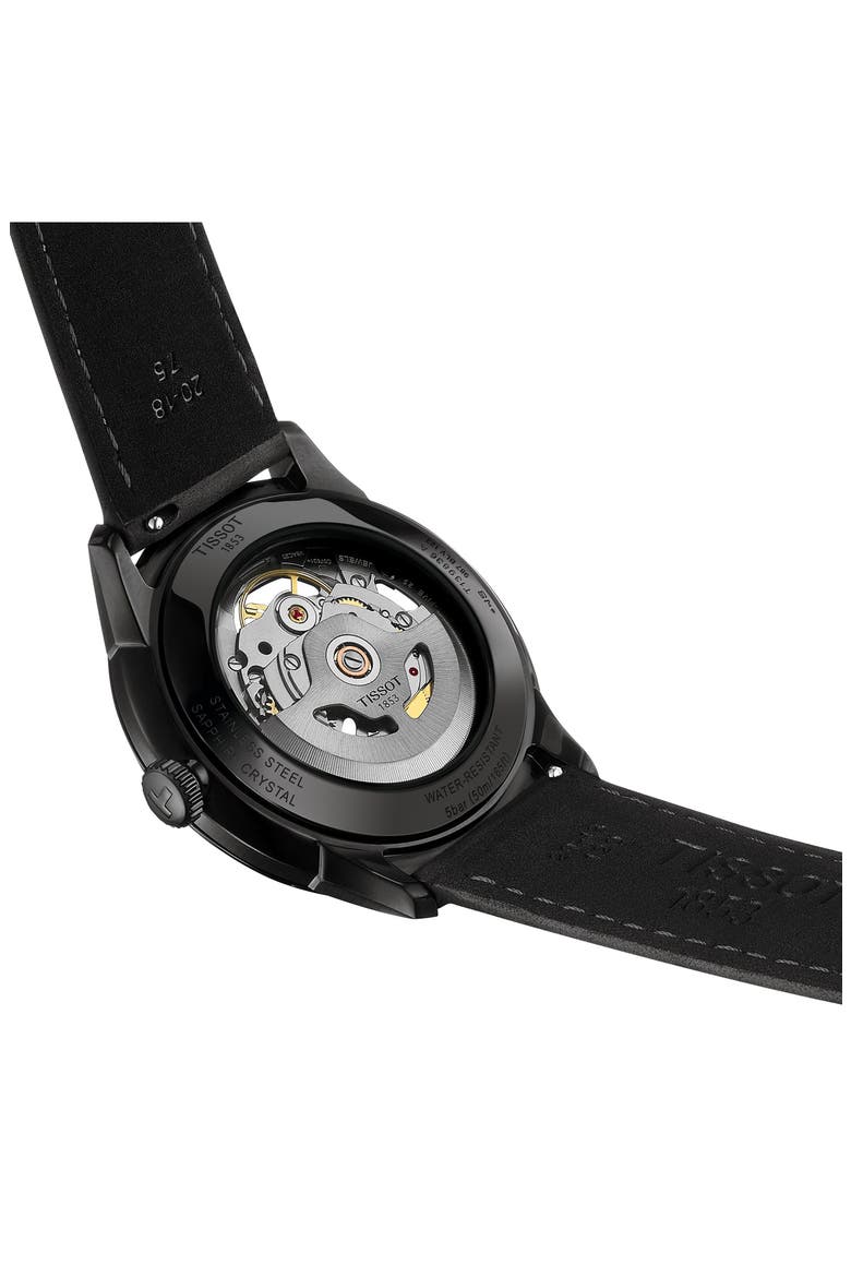 Chemin des Tourelles Leather Strap Watch, 39mm, Alternate, color, GUN