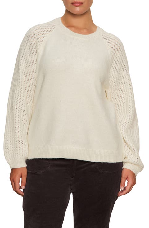 Cozy Moment Pointelle Sleeve Sweater (Plus)