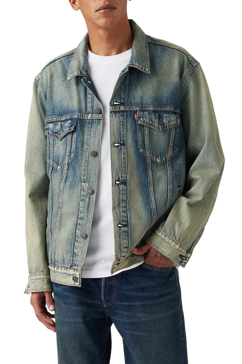 Relaxed Fit Denim Trucker Jacket, Main, color, PLAYING IN THE DIRT