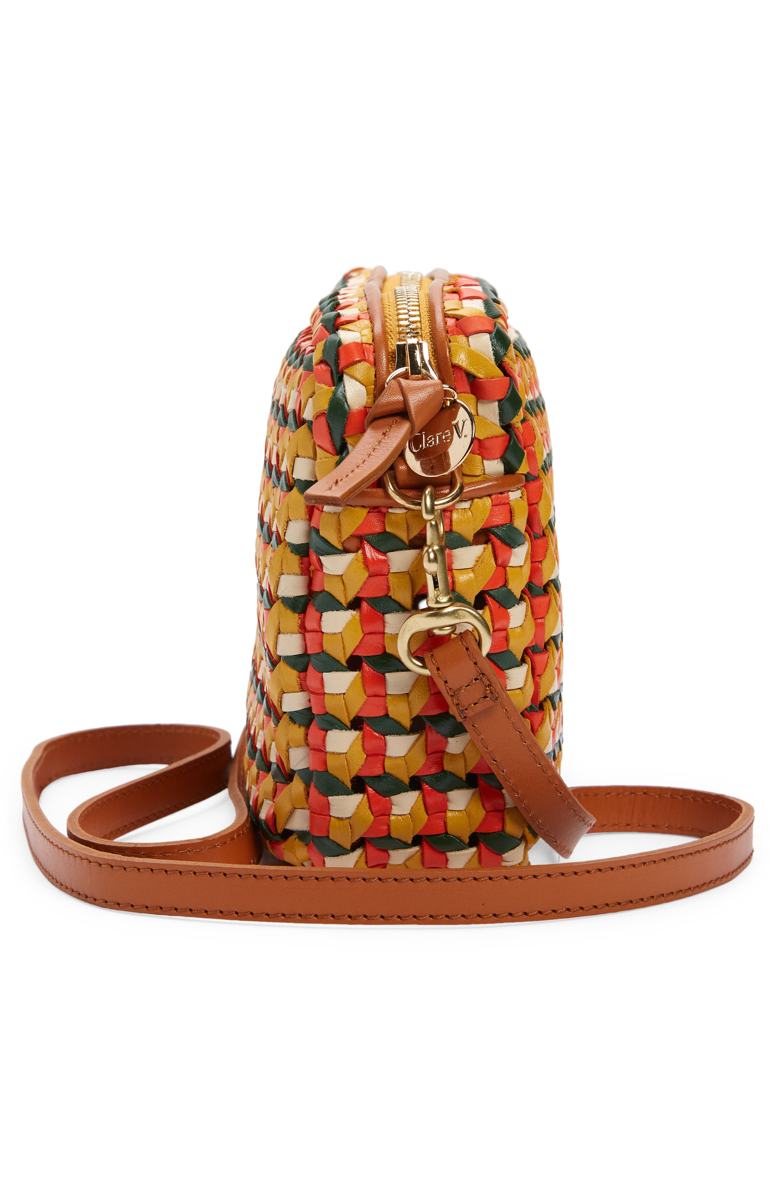 Clare V. Midi Sac Woven Leather Crossbody Bag, Alternate, color, 