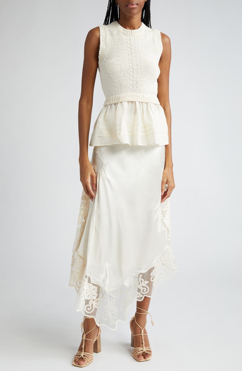 Ulla Johnson Cressida Floral Tulle Panel Silk Maxi Skirt, Alternate, color, 