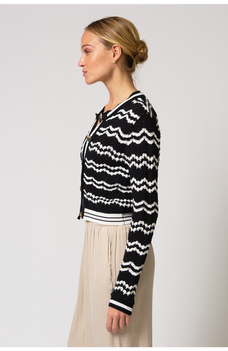 Central Park West Francie Novelty Crochet Cardi, Alternate, color, Black/White