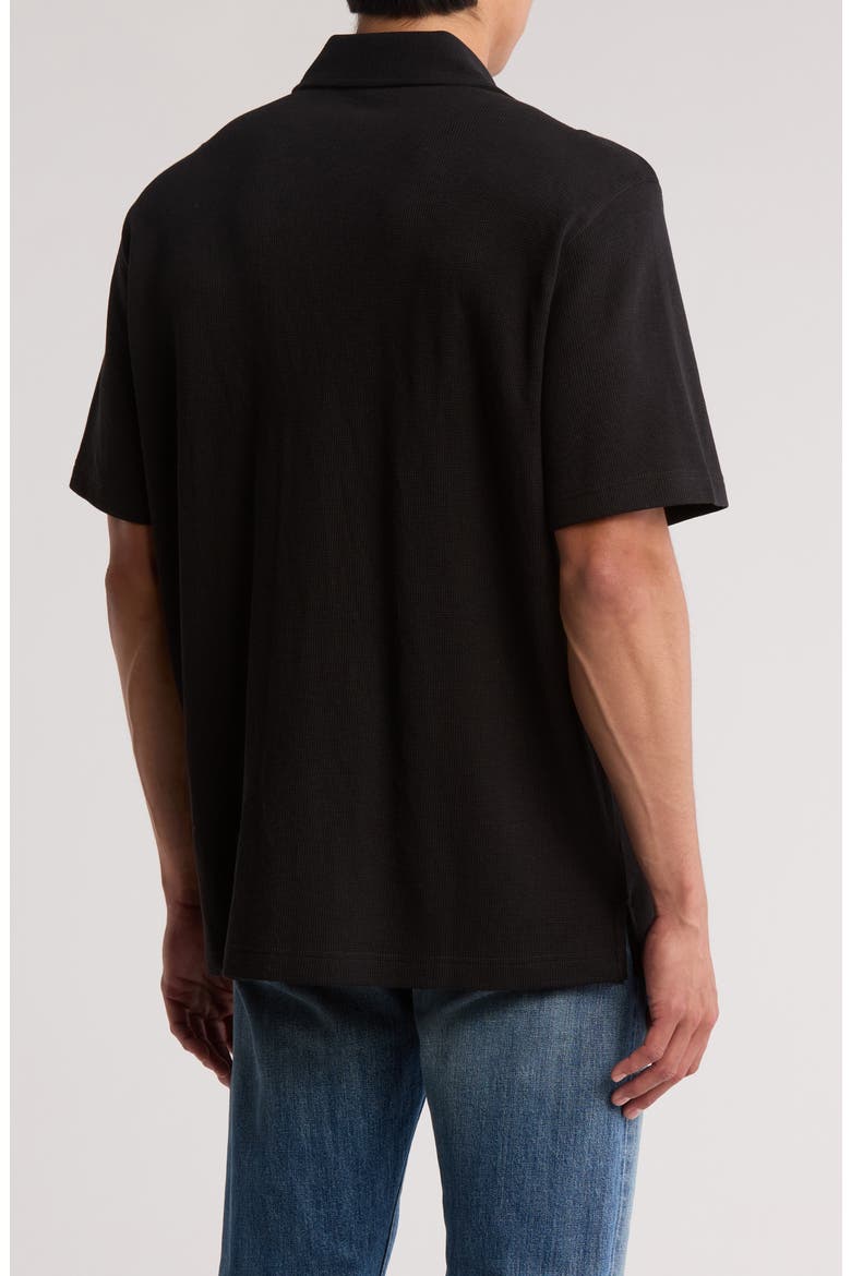 Thermal Knit Camp Shirt, Alternate, color, BLACK