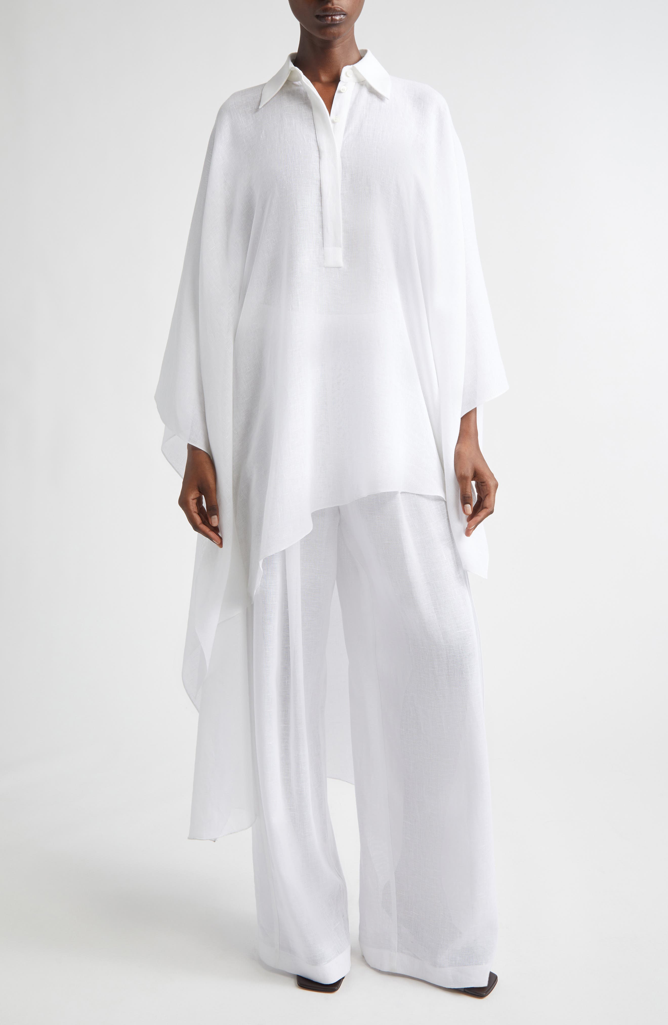 Asymmetric Linen Gauze Caftan - image 2