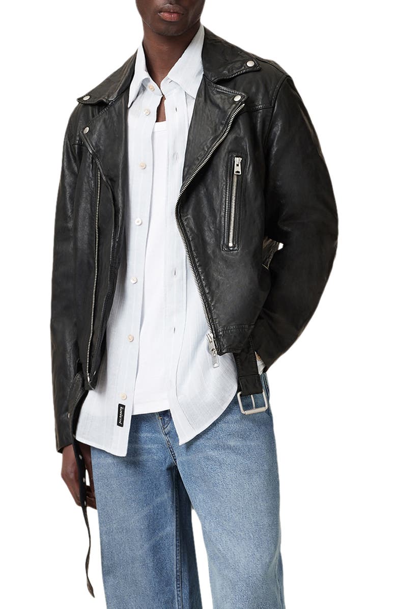AllSaints Comet Leather Biker Jacket, Alternate, color, Black