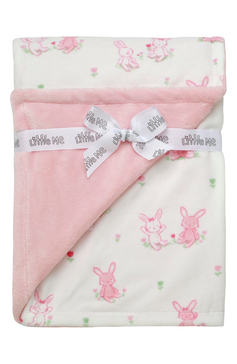 Little Me Bunny Chenille Blanket, Main, color, Pink