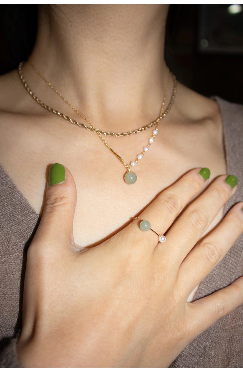 seree Isla Green jade and freshwater pearl necklace, Alternate, color, Light Green