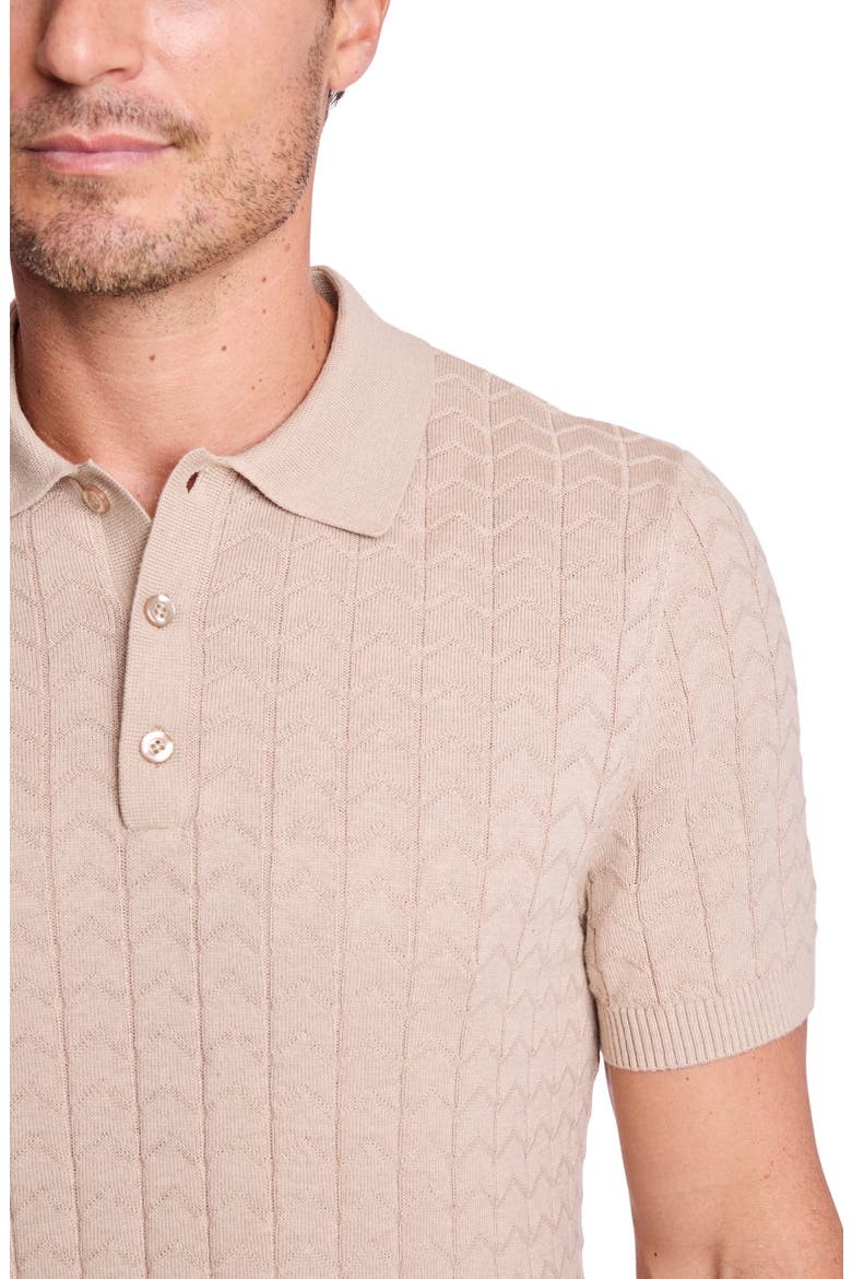 Trim Fit Zigzag Knit Polo, Alternate, color, SANDY OATMEAL