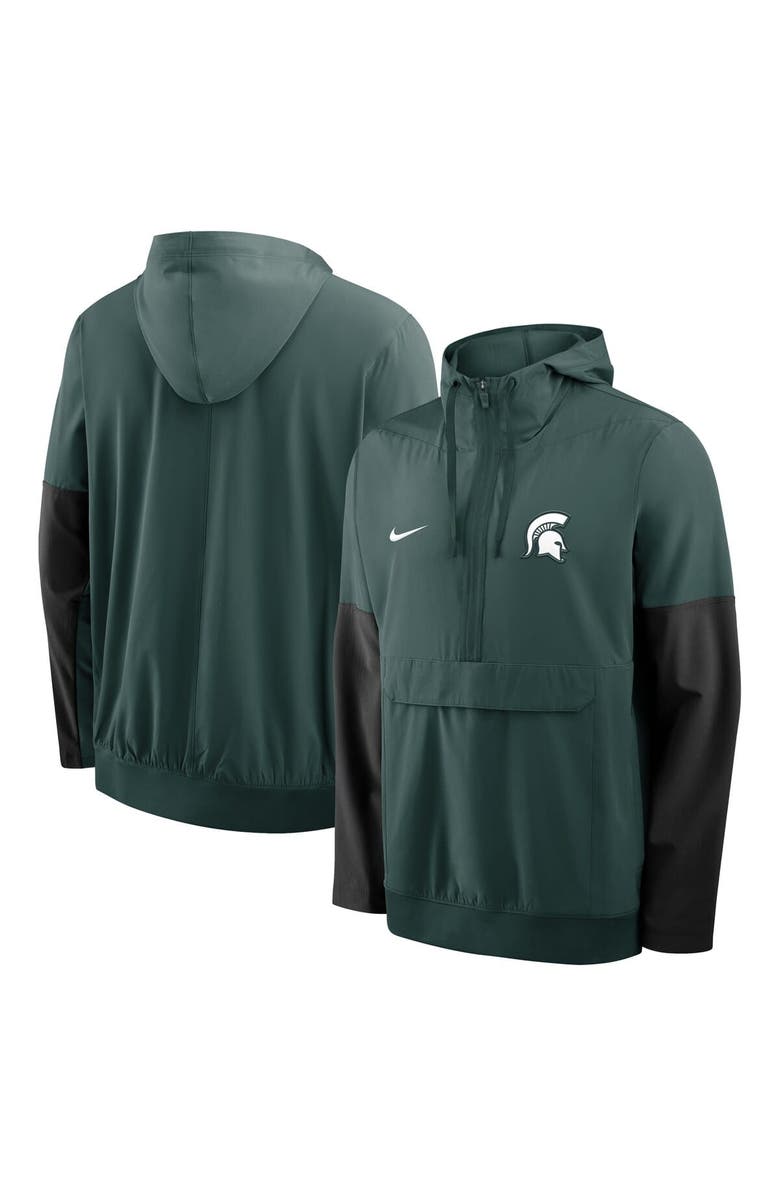 Nike Men's Nike Green Michigan State Spartans Anorak Half-Zip Hoodie Jacket, Alternate, color, Green