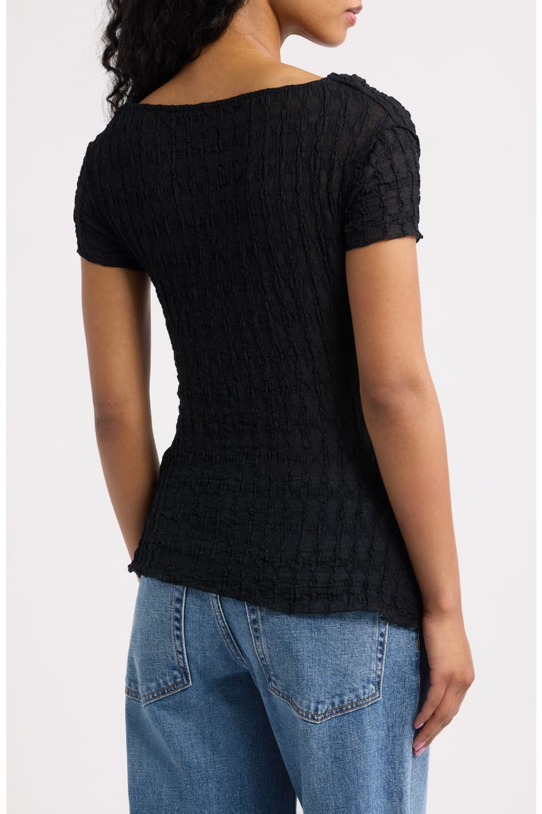 Asymmetrical Button Textured Top, Alternate, color, BLACK