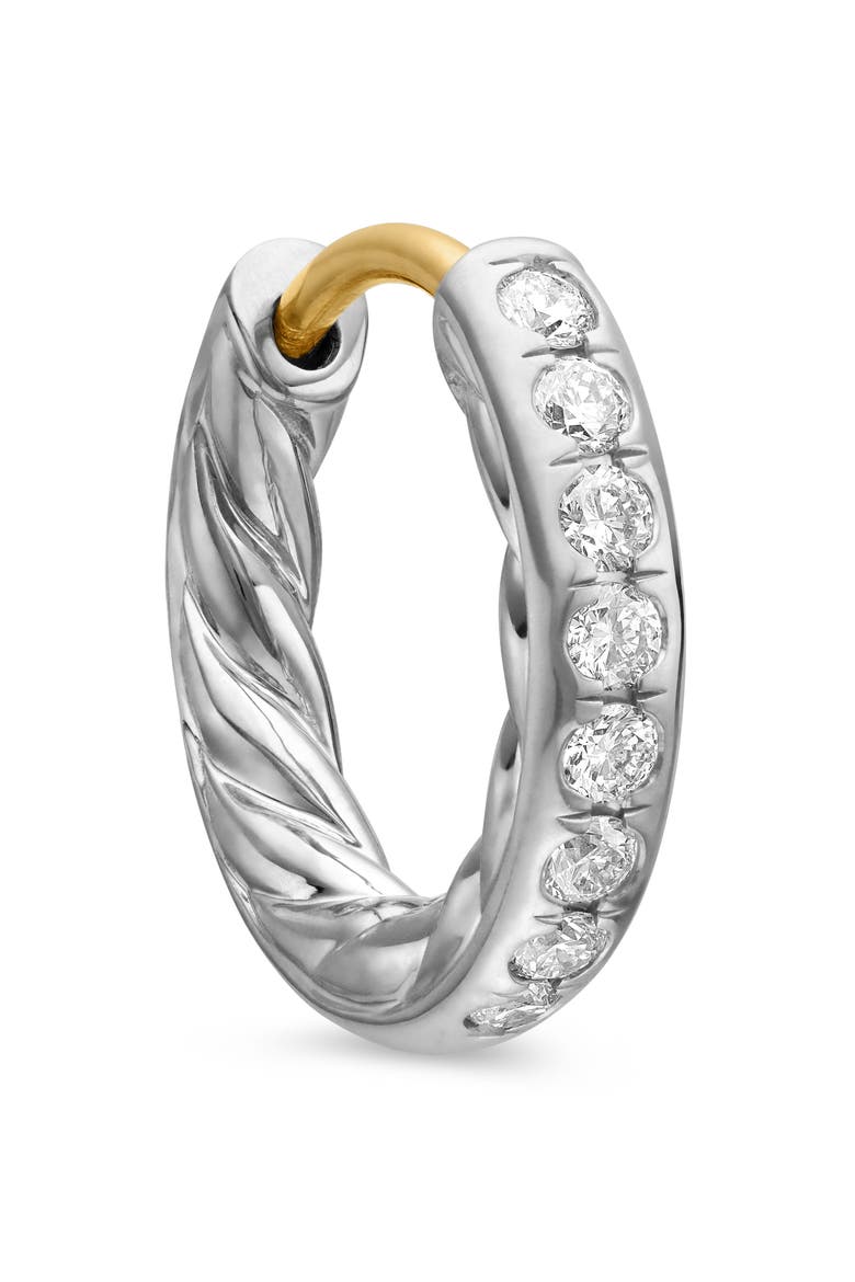 Sculpted Cable Pavé Diamond Huggie Hoop Earrings, Alternate, color, STERLING SILVER/ DIAMOND
