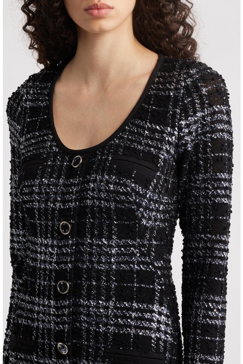 Mae Long Sleeve Tweed Midi Dress, Alternate, color, CARBON CLASS
