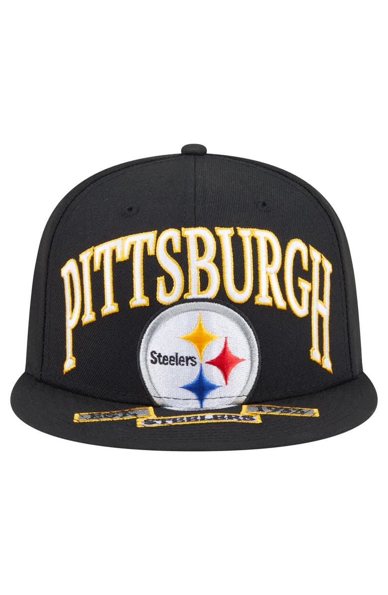 New Era Men's New Era Black Pittsburgh Steelers  Oversized 59FIFTY Fitted Hat, Alternate, color, Black