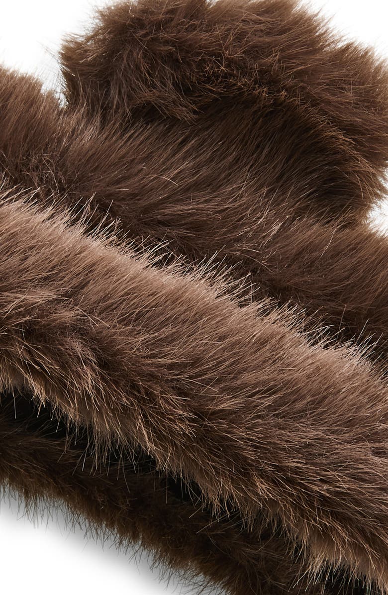 Tasha Faux Fur Jaw Clip, Alternate, color, Brown