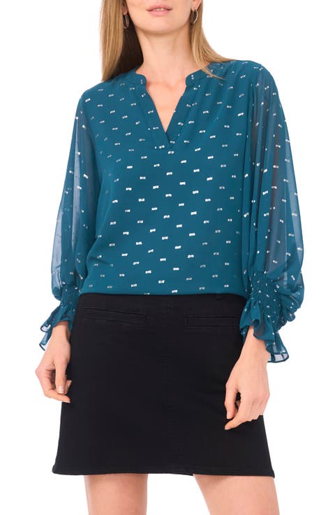 Metallic Ruffle Cuff Top