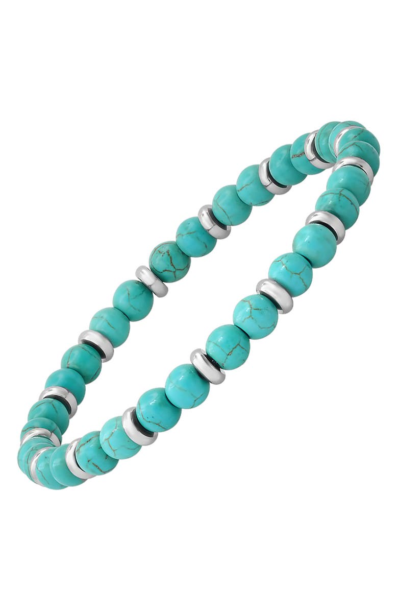HMY JEWELRY Turquoise Agate & Stainless Steel Bracelet, Alternate, color,