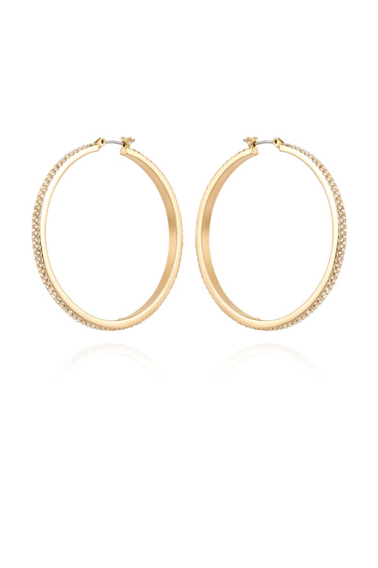 Gold-Tone Crystal Hoop Earrings, Alternate, color, Gold