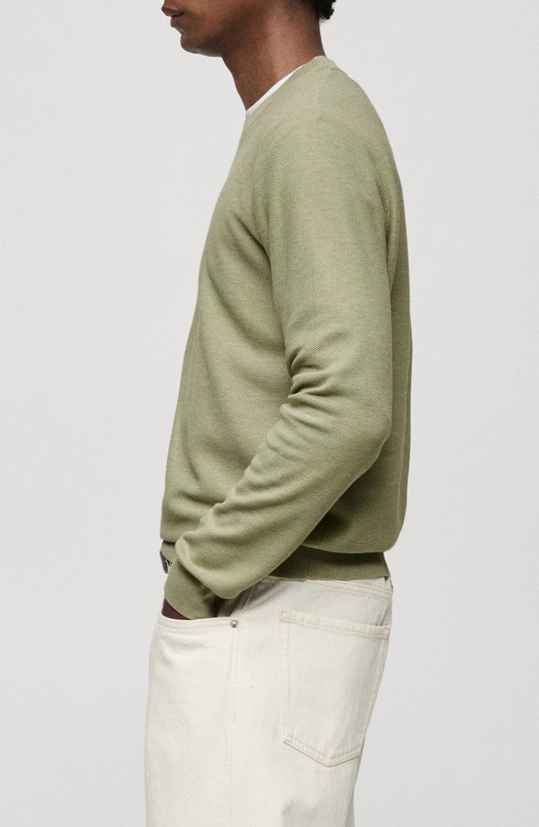 MANGO Microstructure Crewneck Sweater, Alternate, color, Green Apple