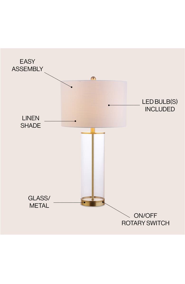 JONATHAN Y Collins 29" Glass LED Table Lamp, Alternate, color, Clear/Brass Gold