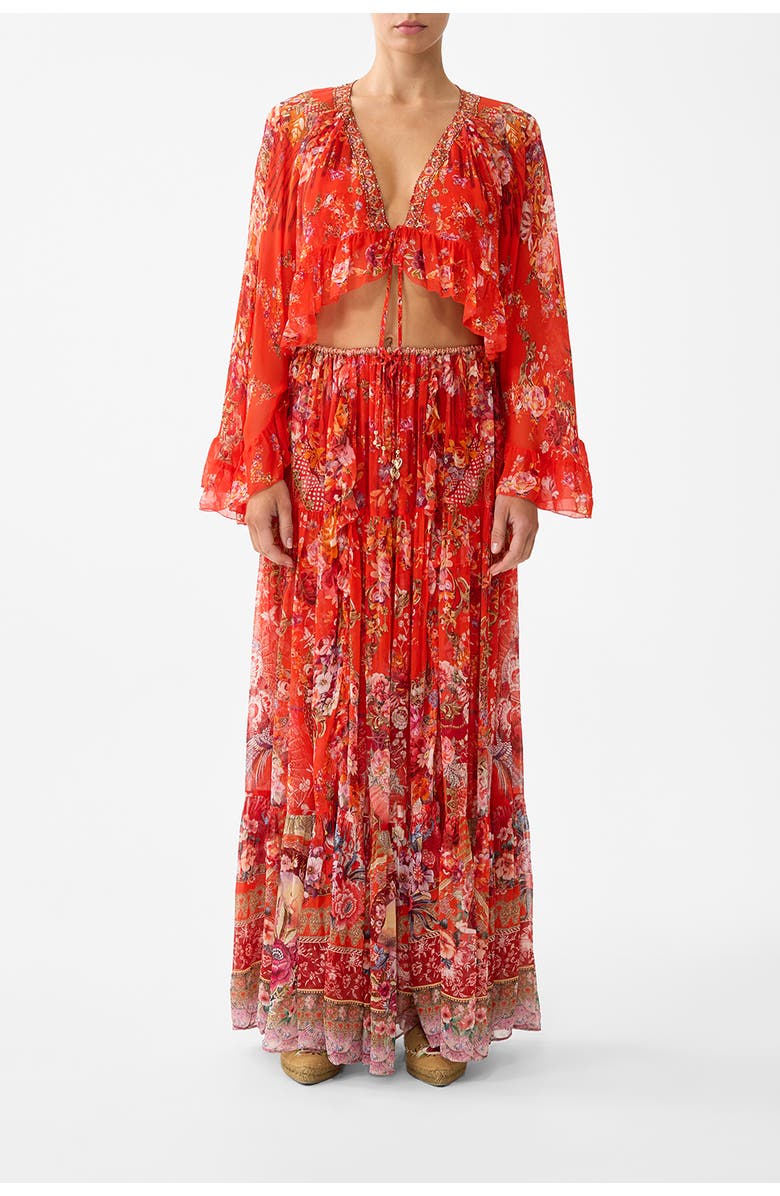 Camilla Crop Ruffle Top, Main, color, Olé Olé