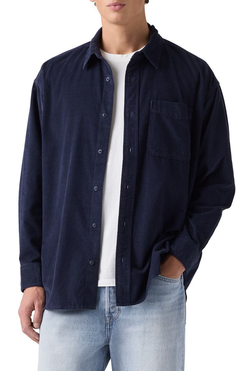 Levi's Loose Fit Cotton Button-Up Shirt, Main, color, Navy Blazer
