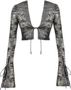 HOUSE OF CB Giulia Metallic Tie Front Crop Top