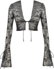 HOUSE OF CB Giulia Metallic Tie Front Crop Top