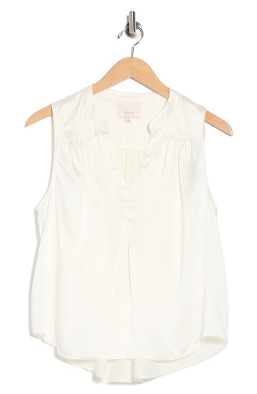 Cinq À Sept Kahn Split Neck Sleeveless Silk Top In White