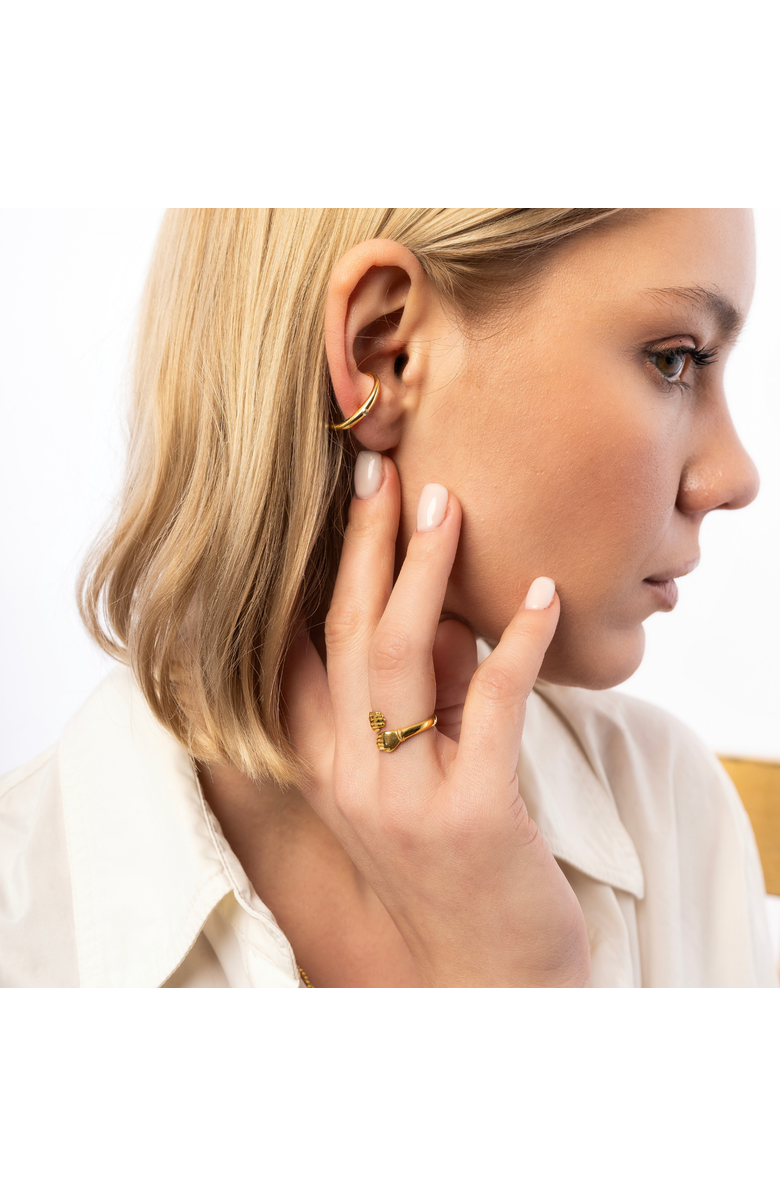 Spero London New Hug Ring With Hands Sterling Silver and Gold Plated, Alternate, color, Gold