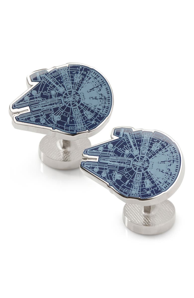 Cufflinks, Inc. Star Wars<sup>™</sup> Millenium Falcon Blueprint Cuff Links, Main, color, Blue