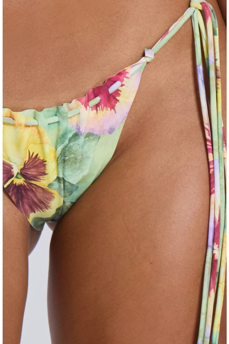 Melona Raw Edge Side Tie Bikini Briefs, Alternate, color, GREEN