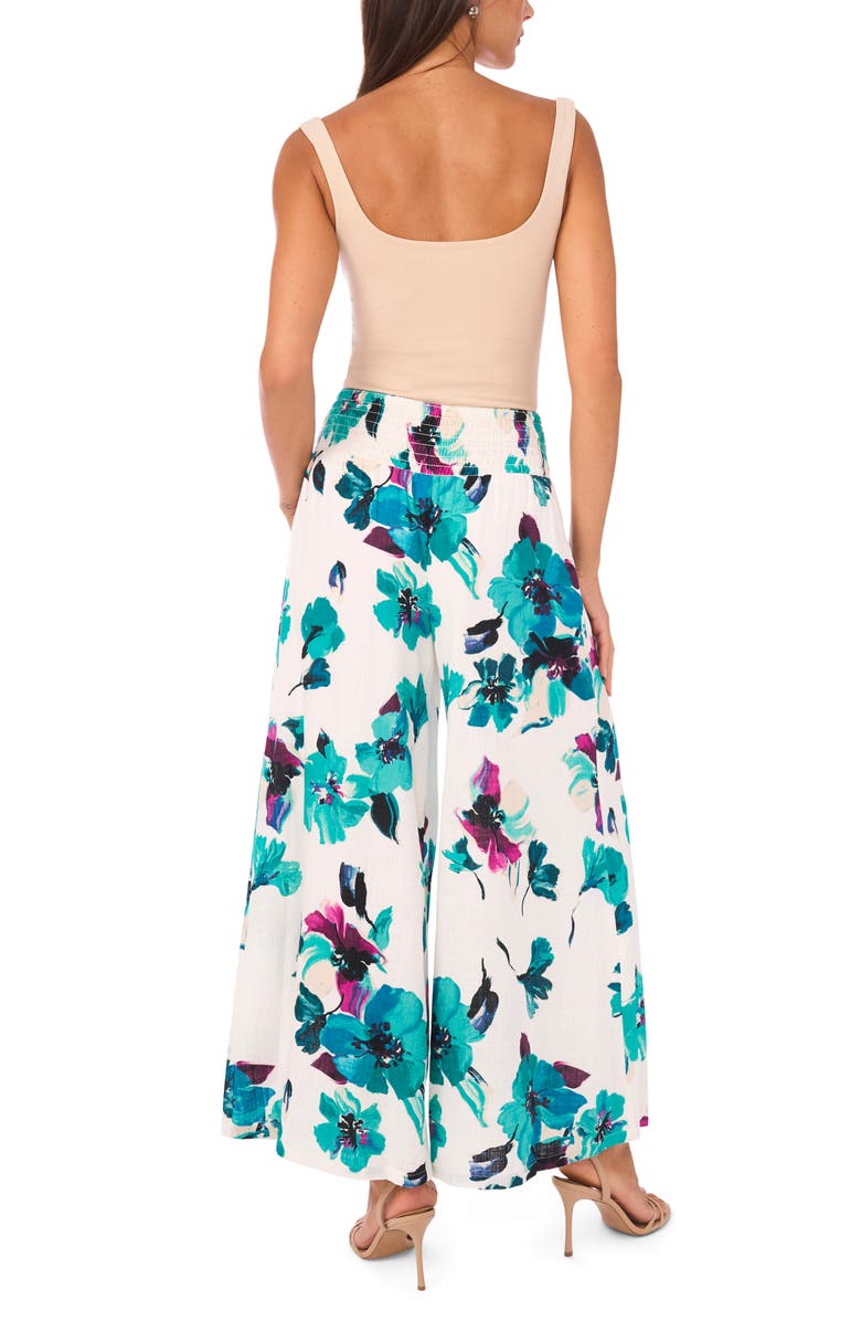 Vince Camuto Floral Wide Leg Pull-On Pants, Alternate, color, Jungle