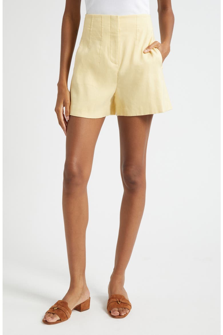 Brit Linen Blend Shorts, Main, color, CHAMOMILE
