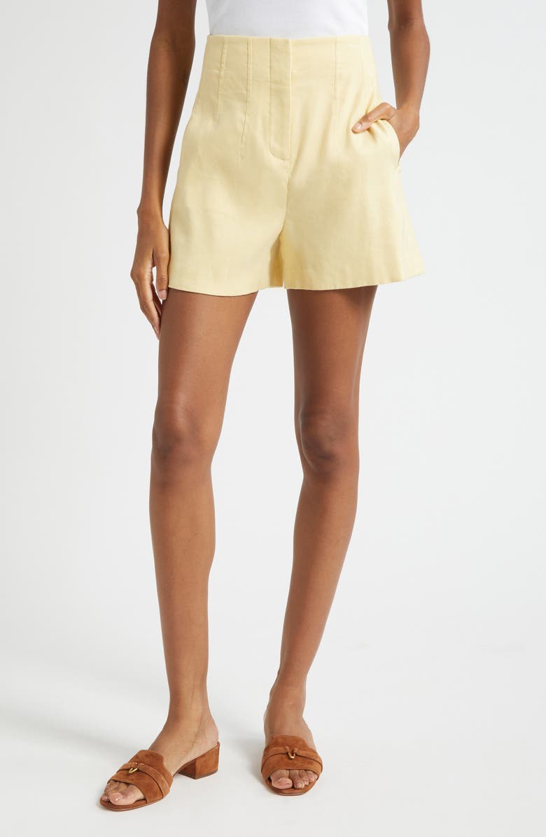 Veronica Beard Brit Linen Blend Shorts, Main, color, Chamomile