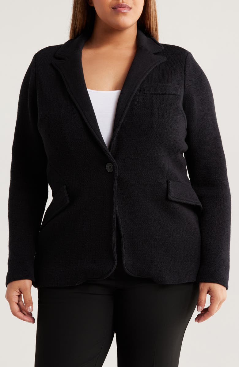 NIC+ZOE Contour Knit Blazer, Main, color, Black Onyx