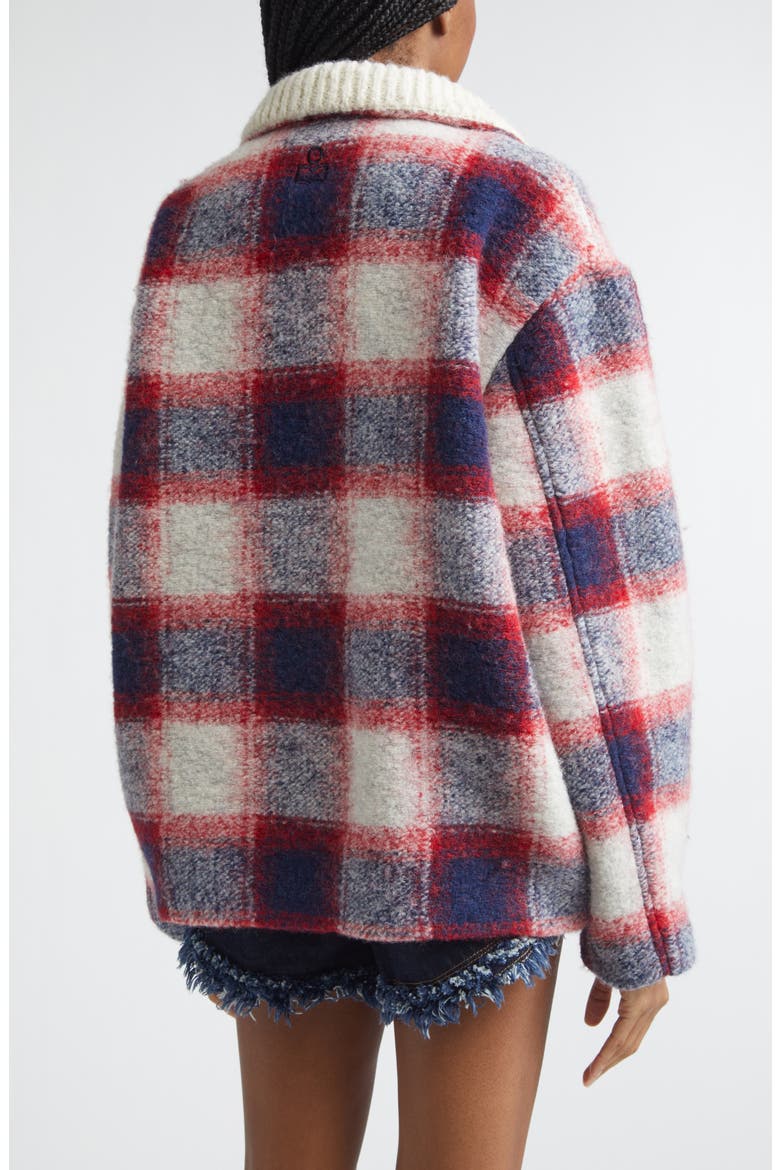 Gimoa Buffalo Plaid Virgin Wool Blend Coat, Alternate, color, RED/MIDNIGHT - RDMI
