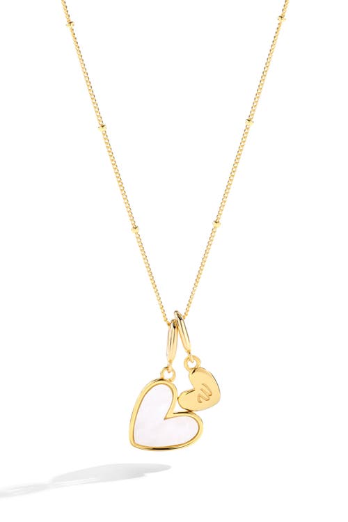 Mint & Lily Mother Of Pearl Heart Initial Necklace In White