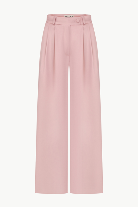 High-waisted Loose-fitting Pants in Powder