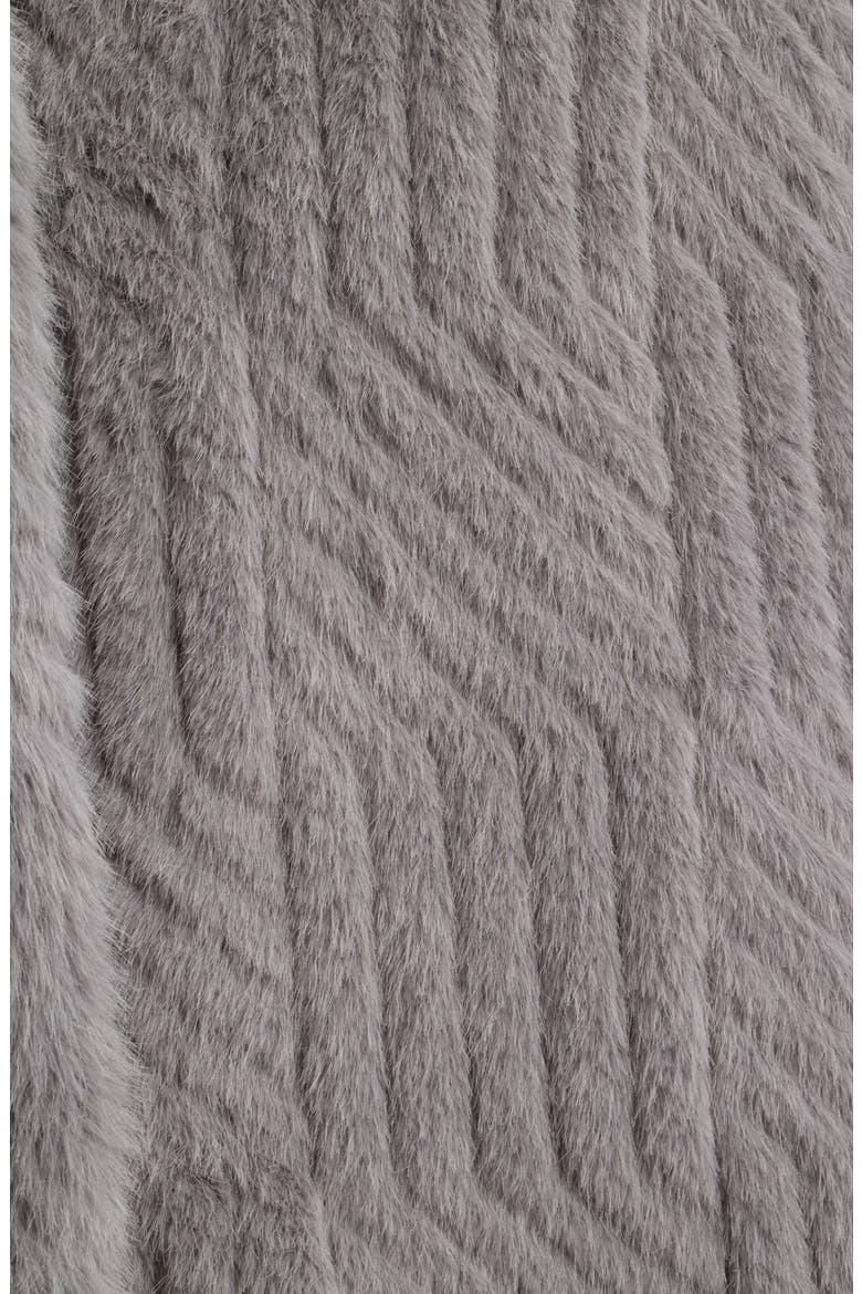 Square Pattern Faux Fur Coat, Alternate, color, GREY