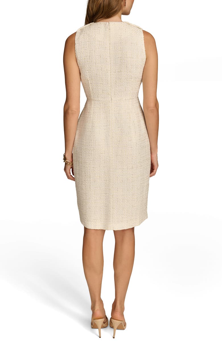 Donna Karan New York Sleeveless Tweed Sheath Dress, Alternate, color, Cream/ Gold