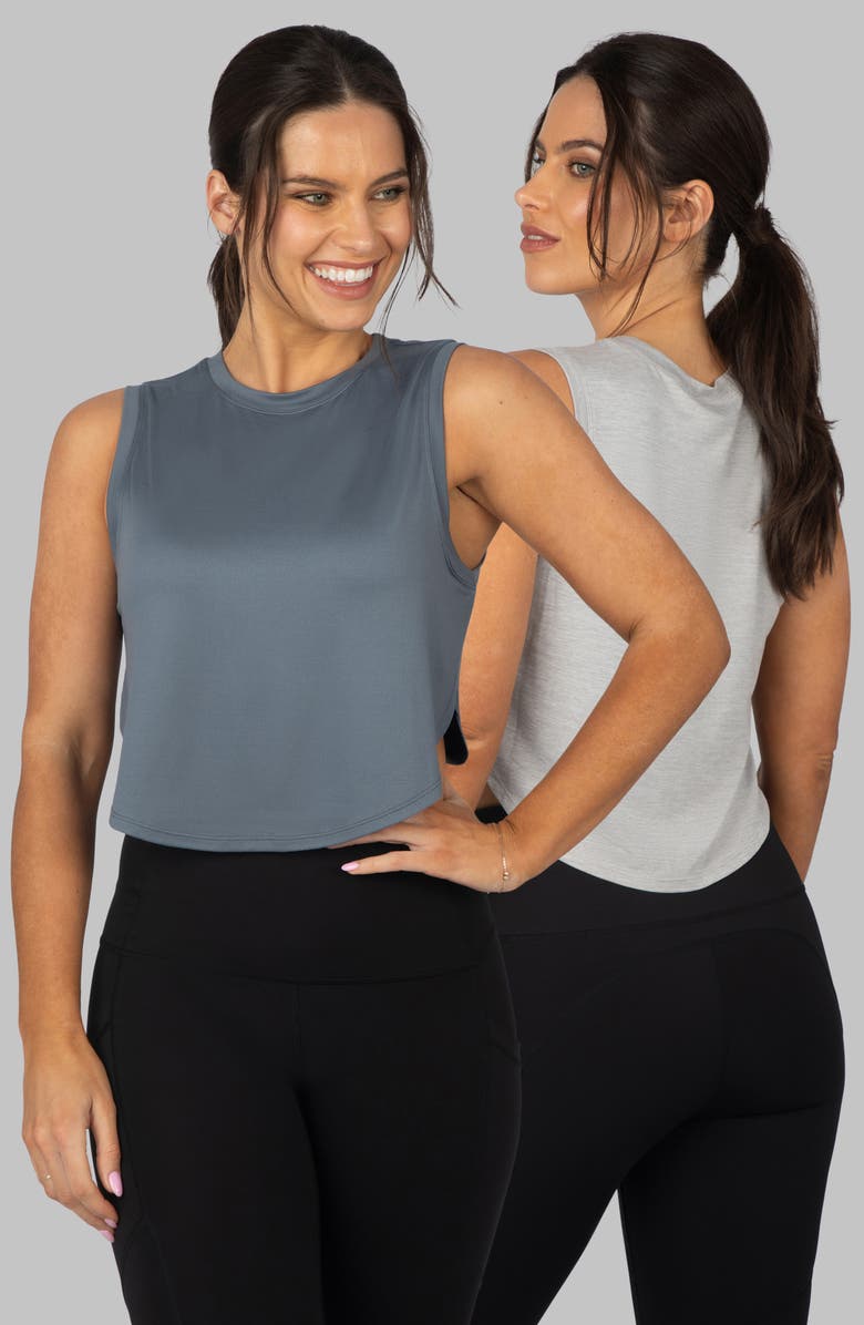 90 DEGREE BY REFLEX Super Soft 2-Pack Side Slit Crop Tank, Main, color,