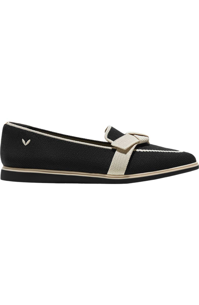 VIVAIA Water-Repellent Pointed-Toe Bow Loafers, Alternate, color, Black Ivory