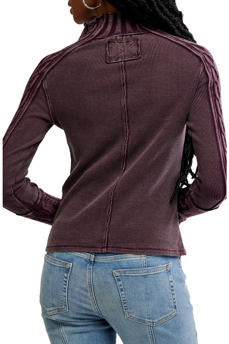 WTF Breezy Cable Knit Mock Neck Top, Alternate, color, VINTAGE GRAPE