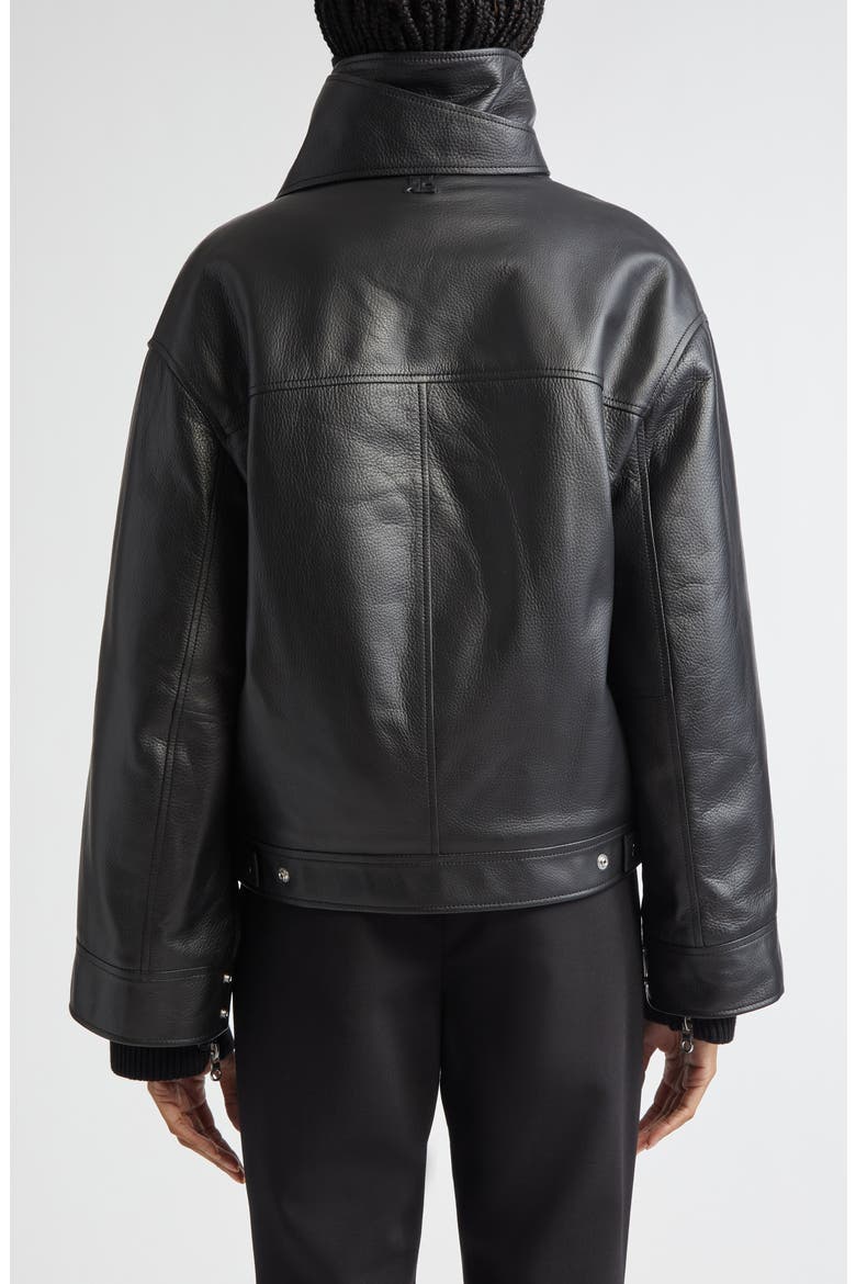 Oversize Leather Jacket, Alternate, color, BLACK