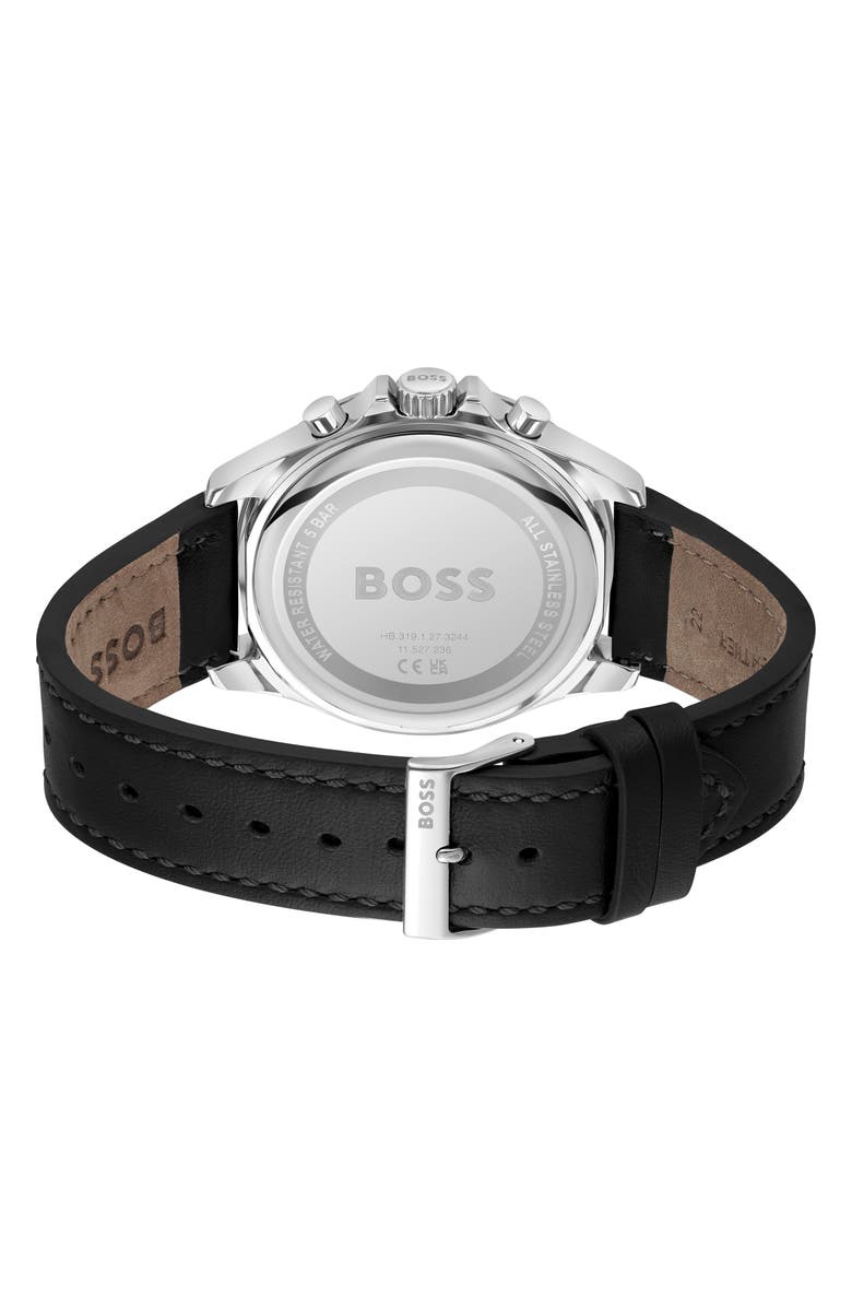 BOSS Troper Chronograph Leather Strap Watch, 45mm, Alternate, color, 