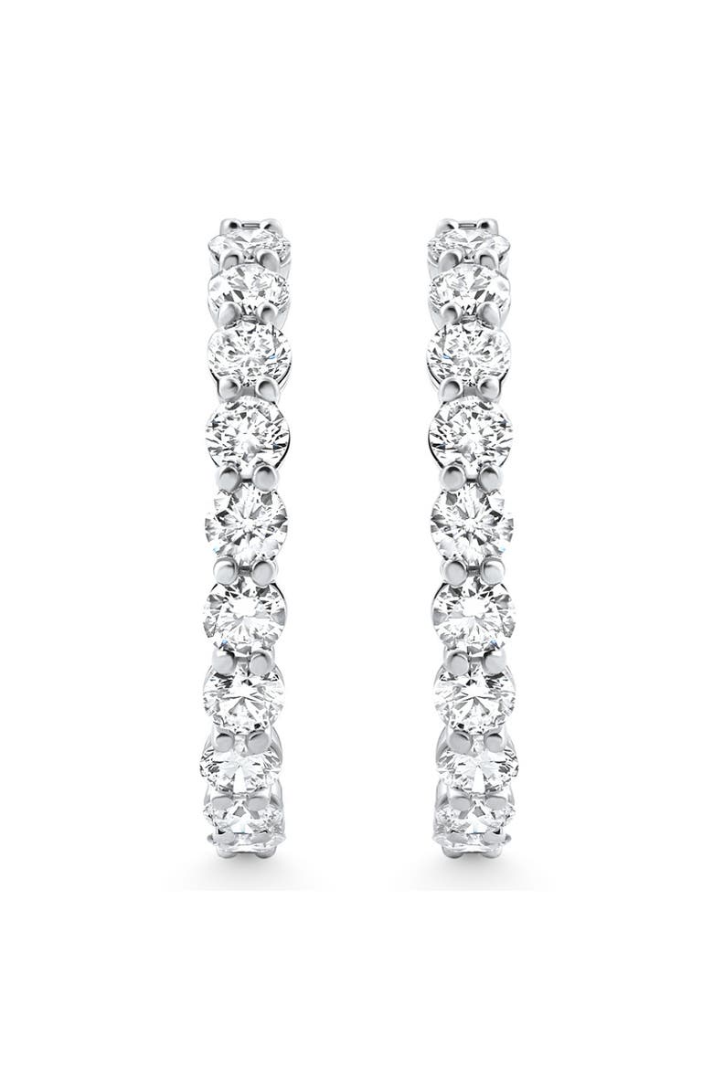 7Ct TW Round Diamond Inside Outside Hoops Vault Lock 14k Gold Lab Grown, Alternate, color, 14k White Gold